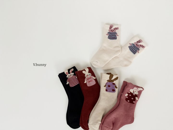V Bunny - Korean Children Fashion - #fashionkids - One-piece Socks Set - 4