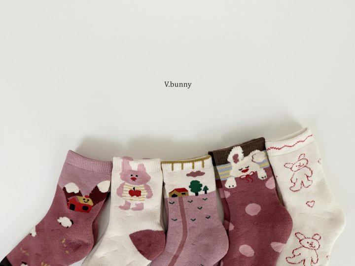 V Bunny - Korean Children Fashion - #kidsshorts - House Socks Set - 3