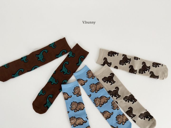 V Bunny - Korean Children Fashion - #fashionkids - Dino Socks Set - 4