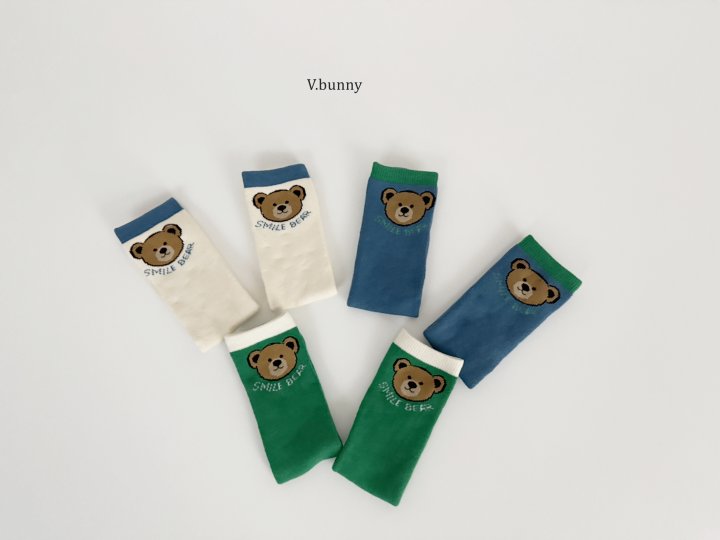 V Bunny - Korean Children Fashion - #kidsshorts - Smile Bear Socks Set - 3