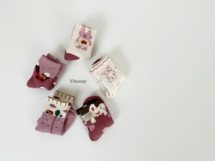 V Bunny - Korean Children Fashion - #kidsshorts - House Socks Set - 4