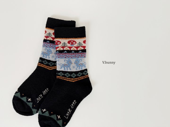 V Bunny - Korean Children Fashion - #kidsstore - Jacquard Socks Set - 8