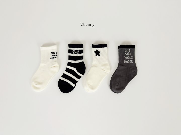 V Bunny - Korean Children Fashion - #kidsstore - Two Star Socks Set