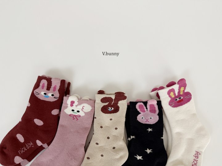 V Bunny - Korean Children Fashion - #kidsstore - Star Bunny Socks Set - 4