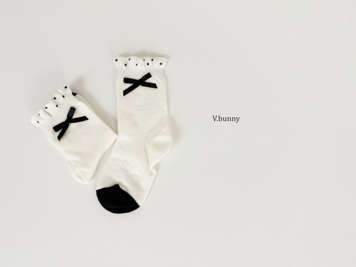 V Bunny - Korean Children Fashion - #kidzfashiontrend - Pom Ribbon Socks Set - 7