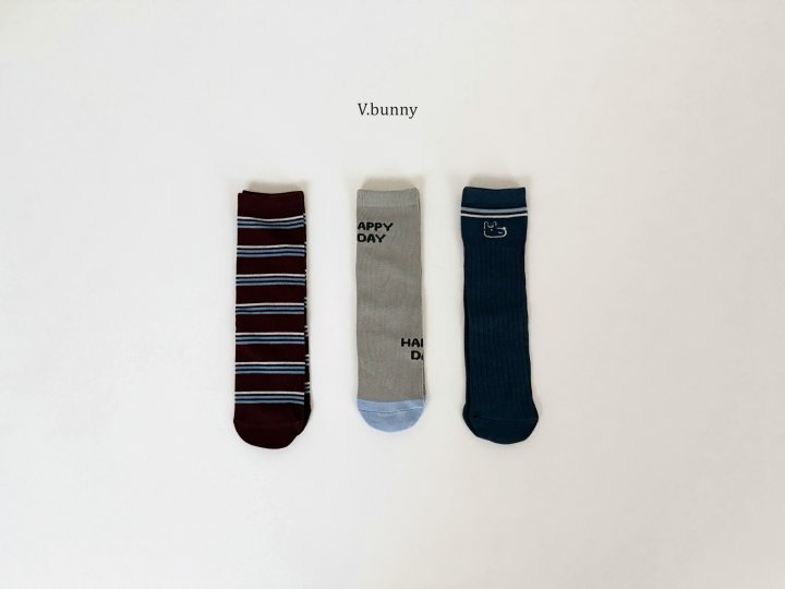 V Bunny - Korean Children Fashion - #littlefashionista - Stripe Happy Socks Set