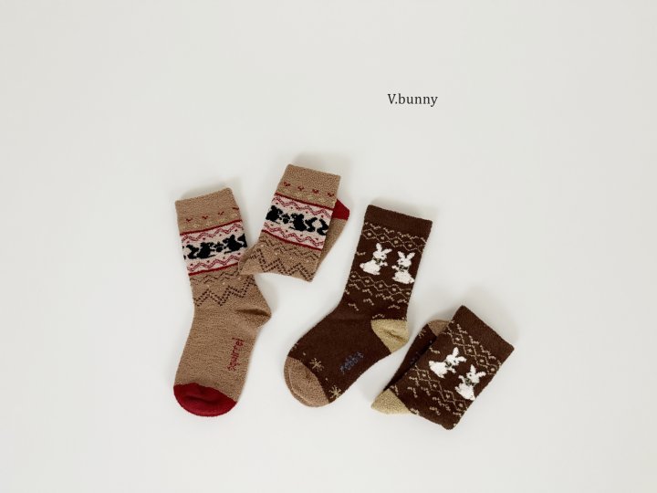 V Bunny - Korean Children Fashion - #littlefashionista - Jacquard Socks Set - 11