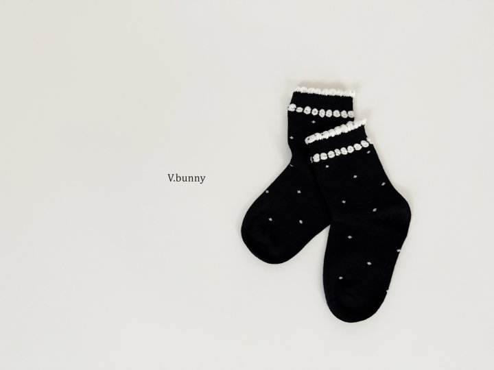 V Bunny - Korean Children Fashion - #littlefashionista - Pom Ribbon Socks Set - 9