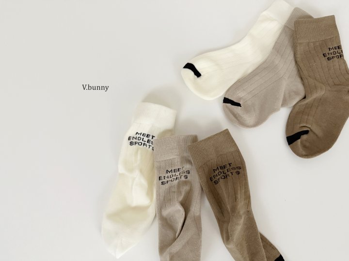 V Bunny - Korean Children Fashion - #littlefashionista - Meat Socks Set - 3