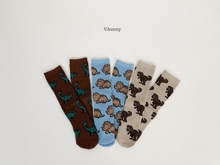 V Bunny - Korean Children Fashion - #littlefashionista - Dino Socks Set - 8