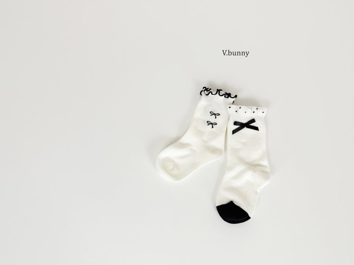 V Bunny - Korean Children Fashion - #magicofchildhood - Pom Ribbon Socks Set - 10
