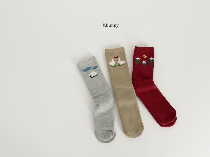 V Bunny - Korean Children Fashion - #magicofchildhood - Heart Duck Socks Set - 2