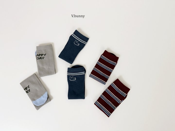 V Bunny - Korean Children Fashion - #minifashionista - Stripe Happy Socks Set - 3