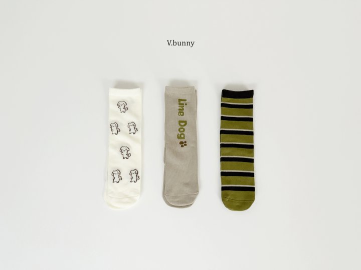 V Bunny - Korean Children Fashion - #minifashionista - Line Dog Socks Set