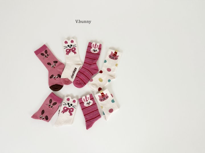 V Bunny - Korean Children Fashion - #minifashionista - Bunny Choco Socks Set - 10