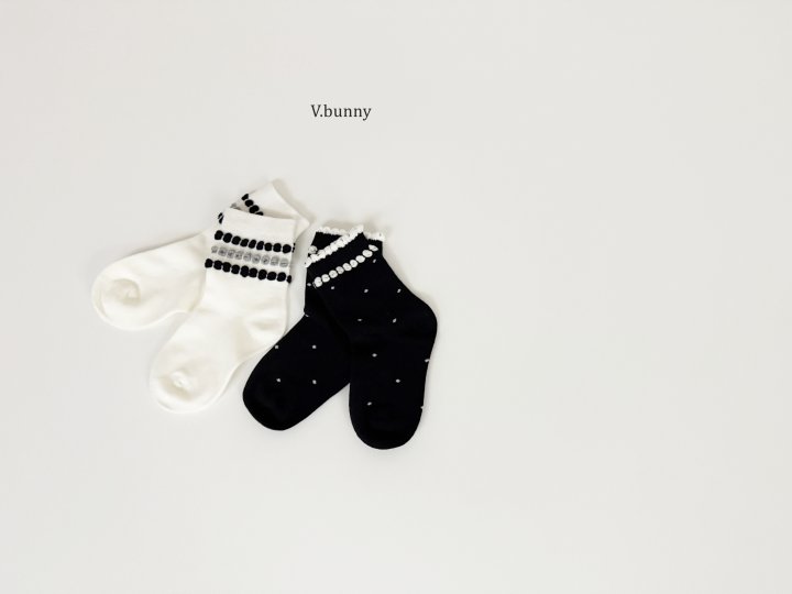 V Bunny - Korean Children Fashion - #minifashionista - Pom Ribbon Socks Set - 11