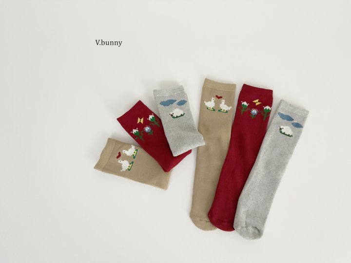 V Bunny - Korean Children Fashion - #minifashionista - Heart Duck Socks Set - 3