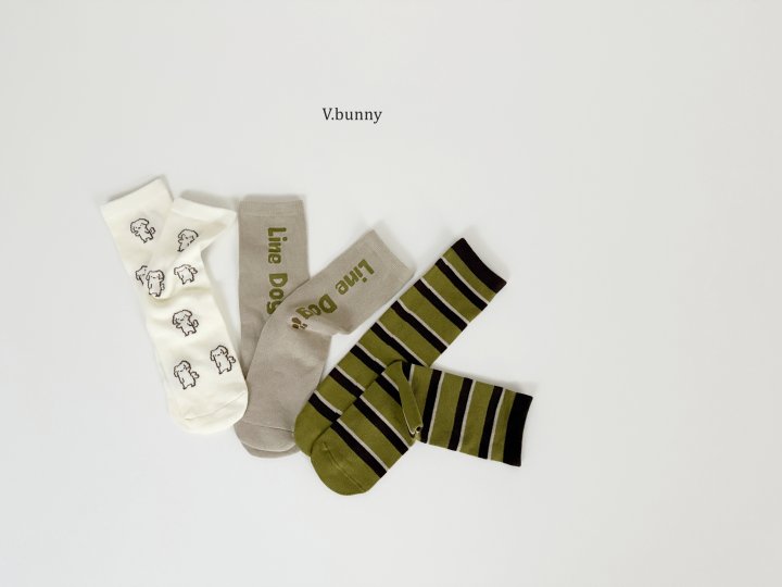 V Bunny - Korean Children Fashion - #prettylittlegirls - Line Dog Socks Set - 2