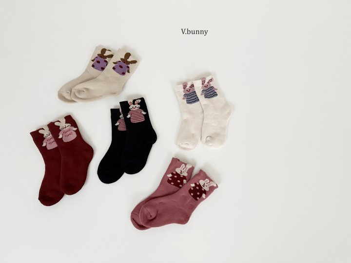 V Bunny - Korean Children Fashion - #prettylittlegirls - One-piece Socks Set - 11