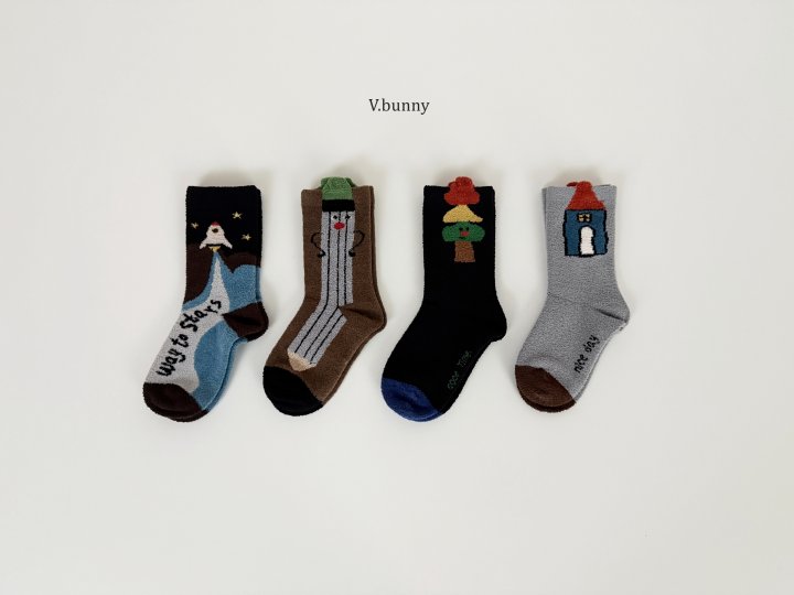 V Bunny - Korean Children Fashion - #prettylittlegirls - Spaceship Socks Set