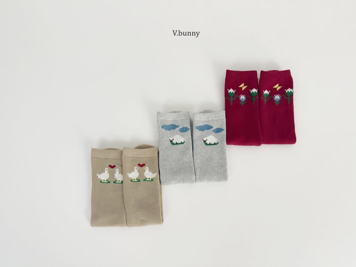 V Bunny - Korean Children Fashion - #minifashionista - Heart Duck Socks Set - 4