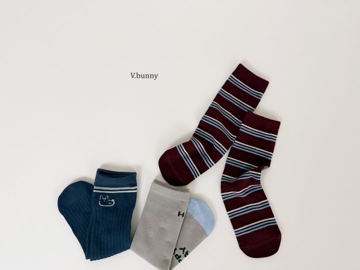 V Bunny - Korean Children Fashion - #stylishchildhood - Stripe Happy Socks Set - 7