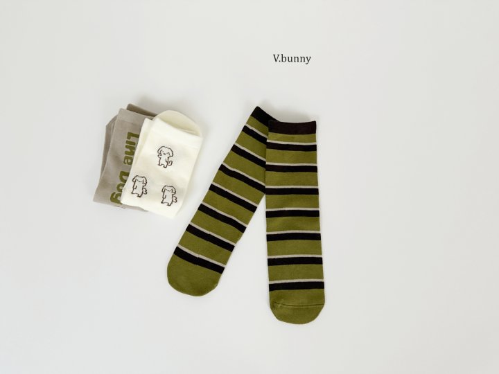 V Bunny - Korean Children Fashion - #stylishchildhood - Line Dog Socks Set - 5