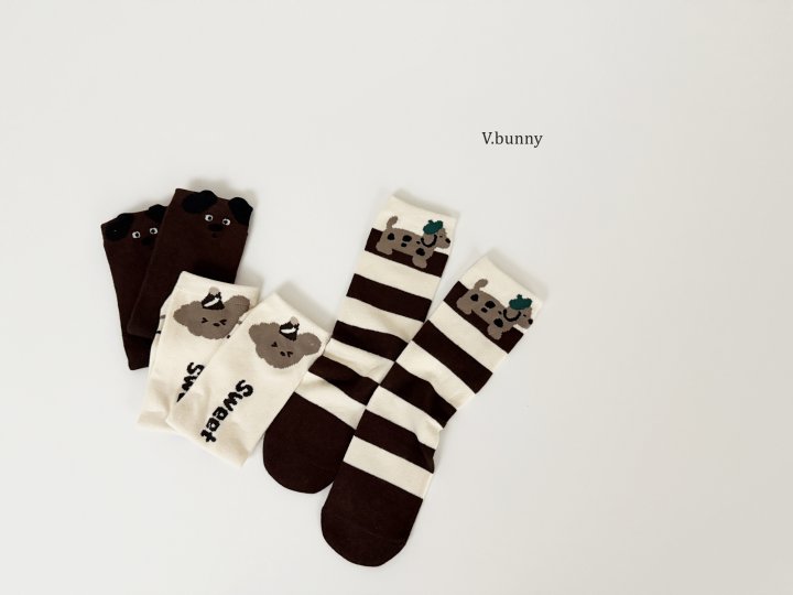V Bunny - Korean Children Fashion - #prettylittlegirls - Dormi Socks Set - 4