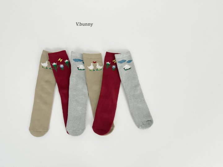V Bunny - Korean Children Fashion - #todddlerfashion - Heart Duck Socks Set - 5