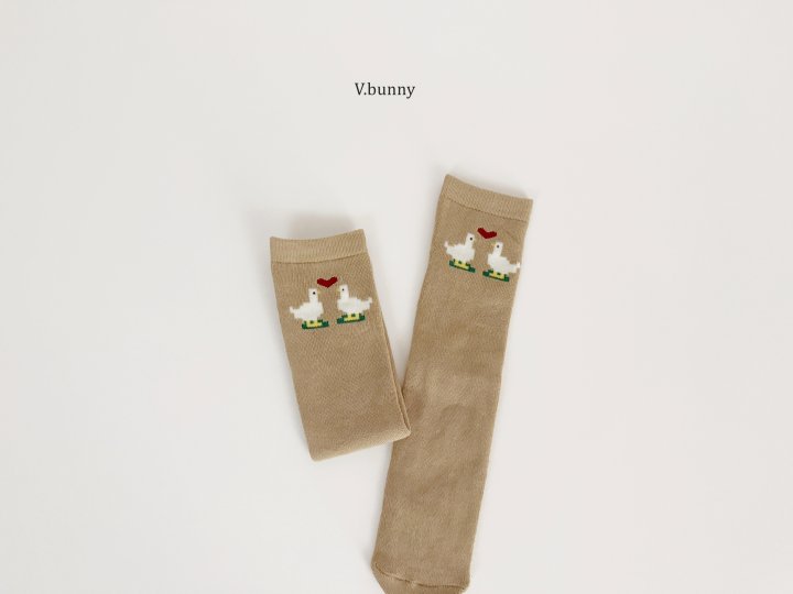 V Bunny - Korean Children Fashion - #toddlerclothing - Heart Duck Socks Set - 6