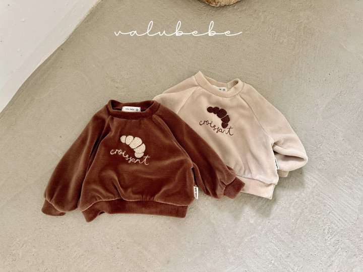 Valu Bebe - Korean Baby Fashion - #babyboutiqueclothing - Croissant Velour Sweatshirt (Bebe)