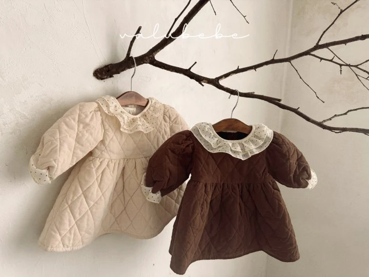 Valu Bebe - Korean Baby Fashion - #babyfashion - Dot Collar Quilted One-piece (Bebe)