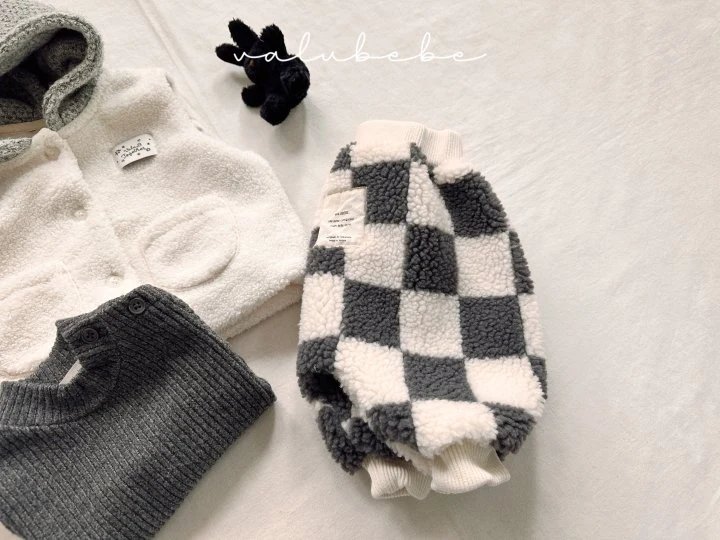 Valu Bebe - Korean Baby Fashion - #babygirlfashion - Big Check Fleece Jogger Pants (Bebe) - 8