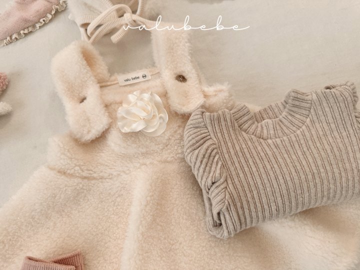 Valu Bebe - Korean Baby Fashion - #babylifestyle - Floral Fleece Suspender Skirt (Bebe) - 5
