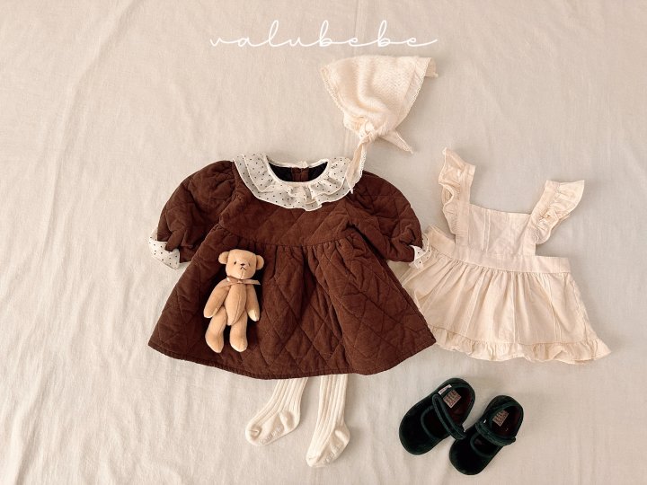 Valu Bebe - Korean Baby Fashion - #babyoninstagram - Dot Collar Quilted One-piece (Bebe) - 5