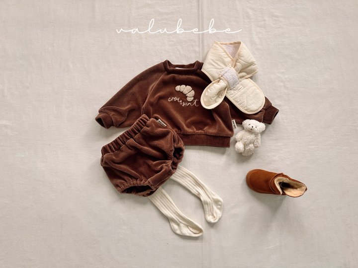 Valu Bebe - Korean Baby Fashion - #babyoninstagram - Croissant Velour Sweatshirt (Bebe) - 7