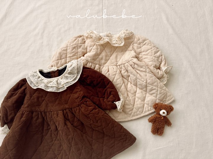Valu Bebe - Korean Baby Fashion - #babyoutfit - Dot Collar Quilted One-piece (Bebe) - 7