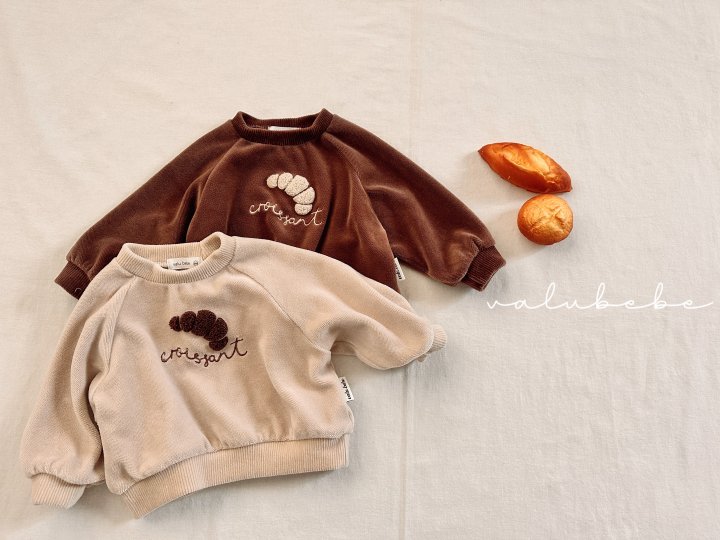 Valu Bebe - Korean Baby Fashion - #babyoutfit - Croissant Velour Sweatshirt (Bebe) - 10