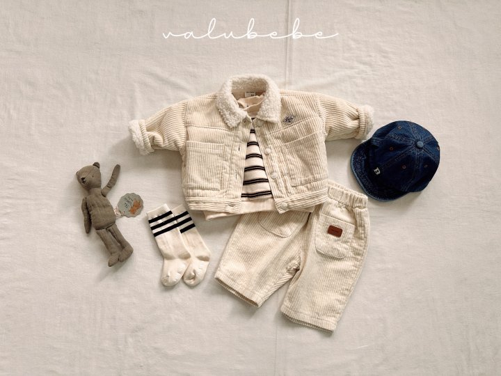 Valu Bebe - Korean Baby Fashion - #babyoutfit - Corduroy Fleece Jacket (Bebe) - 9
