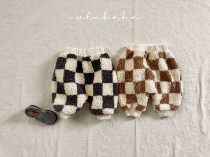 Valu Bebe - Korean Baby Fashion - #babyoutfit - Big Check Fleece Jogger Pants (Bebe) - 12