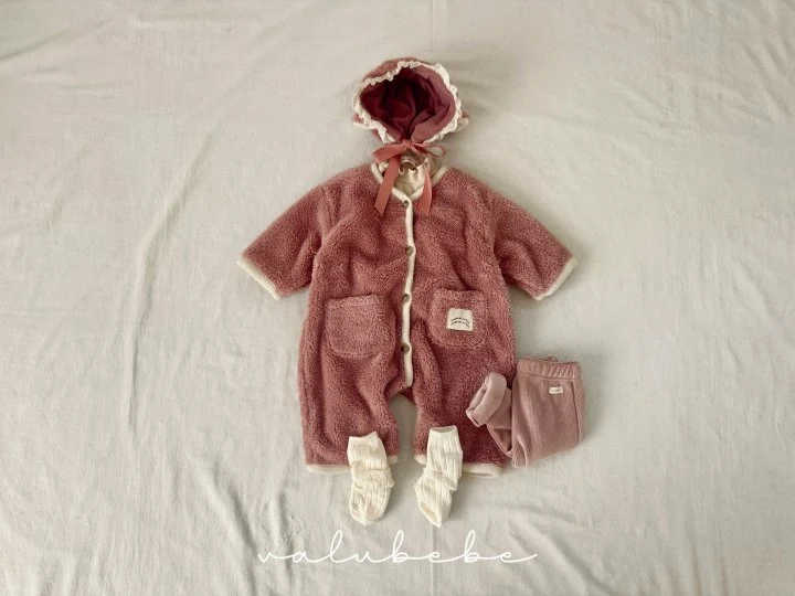 Valu Bebe - Korean Baby Fashion - #onlinebabyboutique - Pocket Rounded Fleece Suit (Bebe) - 3