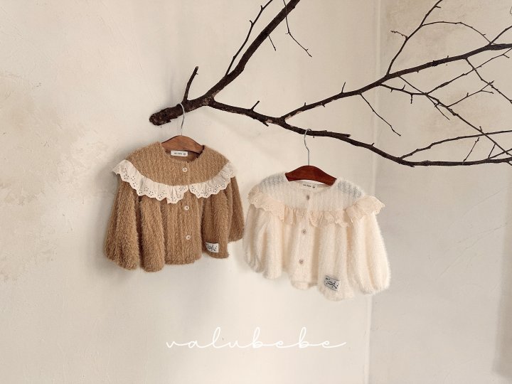 Valu Bebe - Korean Baby Fashion - #onlinebabyshop - Lace Yoke Cardigan (Bebe)