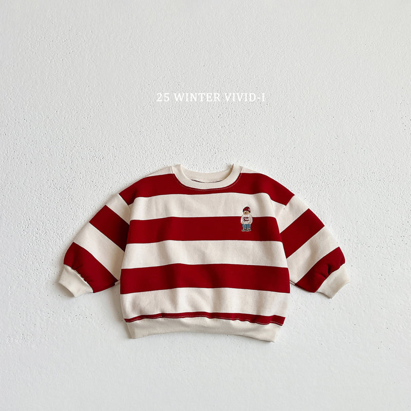 Vivid I - Korean Children Fashion - #Kfashion4kids - Fleece Wide Stripe Sweatshirt - 5