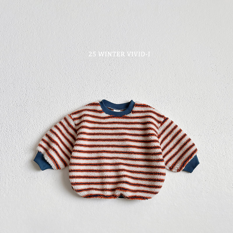 Vivid I - Korean Children Fashion - #kidzfashiontrend - Shearling Stripe Sweatshirt - 4