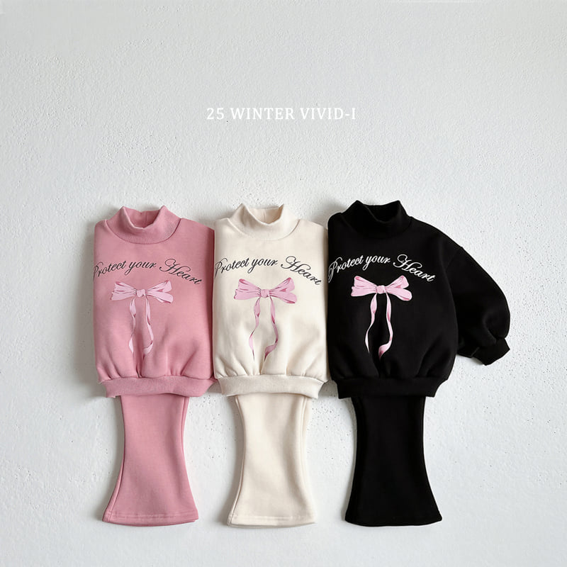 Vivid I - Korean Children Fashion - #Kfashion4kids - Ribbon Flare Fleece Set