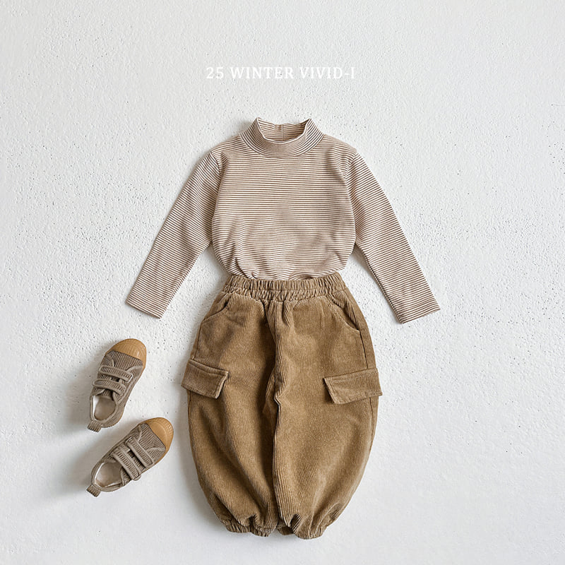Vivid I - Korean Children Fashion - #Kfashion4kids - Fleece Stripe Turtleneck Tee - 7