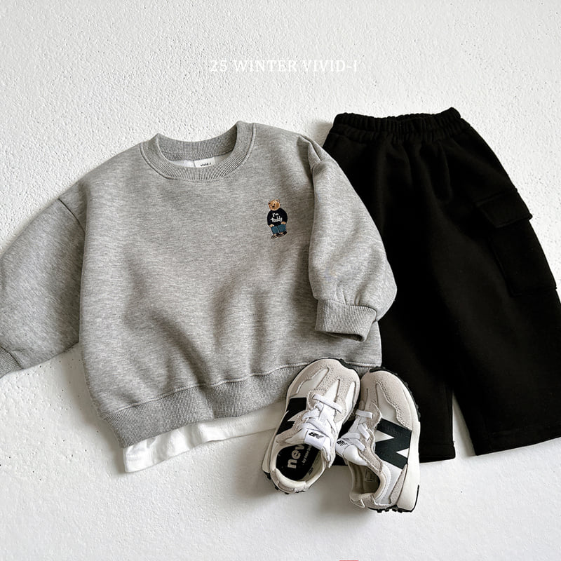 Vivid I - Korean Children Fashion - #Kfashion4kids - Bear Embroidery Fleece Set - 12
