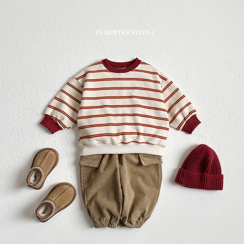 Vivid I - Korean Children Fashion - #Kfashion4kids - Striped Peach Fleece Set - 10