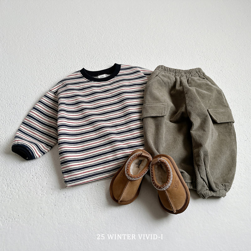 Vivid I - Korean Children Fashion - #Kfashion4kids - Fleece Multi Stripe Sweatshirt - 8
