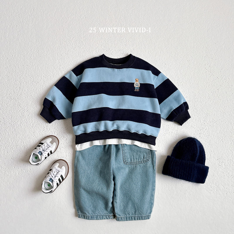 Vivid I - Korean Children Fashion - #childofig - Fleece Wide Stripe Sweatshirt - 11